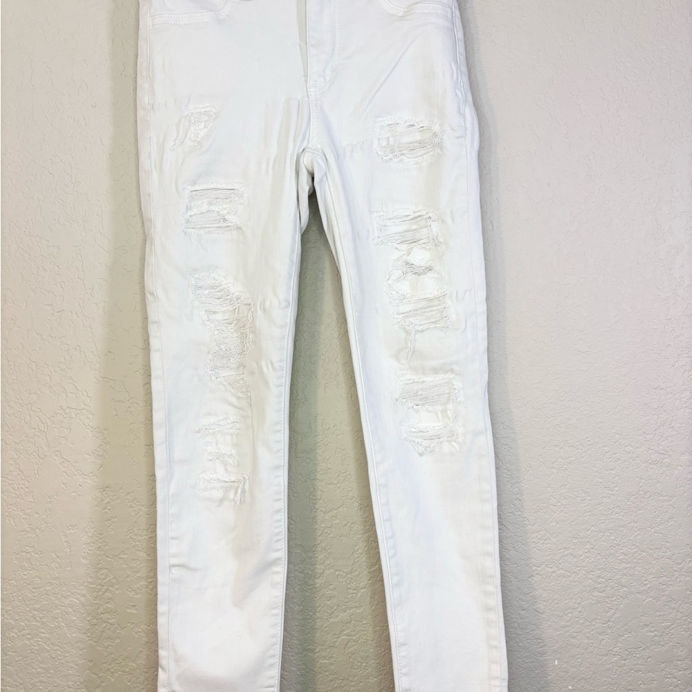 American Eagle Outfitters White Distressed Ankle Jeans Size 0 - Picture 2 of 12